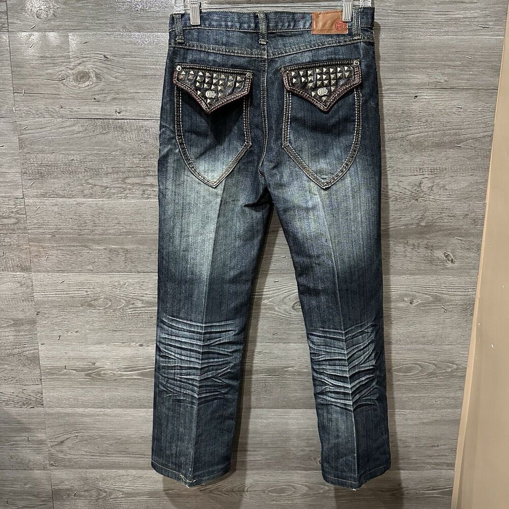 GS115 Teens Denim Distressed Jeans Size 16 ( 29x24) Studded Rear Flap‎ Pockets